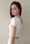 CONCH ONE SHOULDER CROP TOP COTTON IVORY