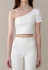 CONCH ONE SHOULDER CROP TOP COTTON IVORY