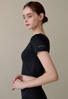 CONCH ONE SHOULDER CROP TOP NIGHT BLACK