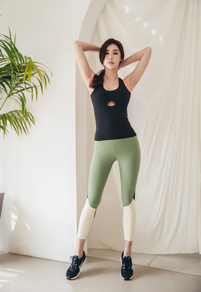 FLEXY TWO-COLORS LEGGING OLIVE GREEN